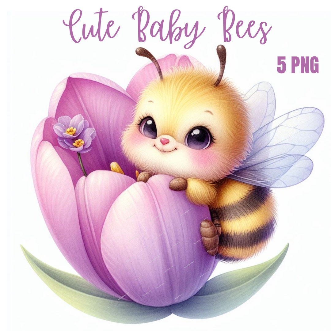 Honey Bee Clipart, Baby Honeybee PNG, Tulip Flower, Birthday Clipart ...