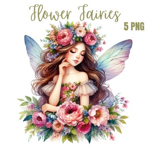 Pacchetto di clipart di fata dei fiori, fata png, illustrazione di fata png, tecniche miste, carta digitale, sublimazione, uso commerciale