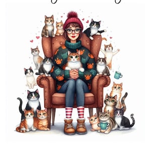 Printable Birthday Card, Funny Cat Birthday for Friend, DIGITAL Download, Mum, Printable Cat Birthday Card,Funny Birthday Cat, Cat Lady card