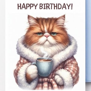 Funny Cat Birthday Card, DIGITAL Download,Printable Birthday Card, Instant Download, Kitty, Kitten, Gift for Cat Lover, Cat Mom, Friend, Her