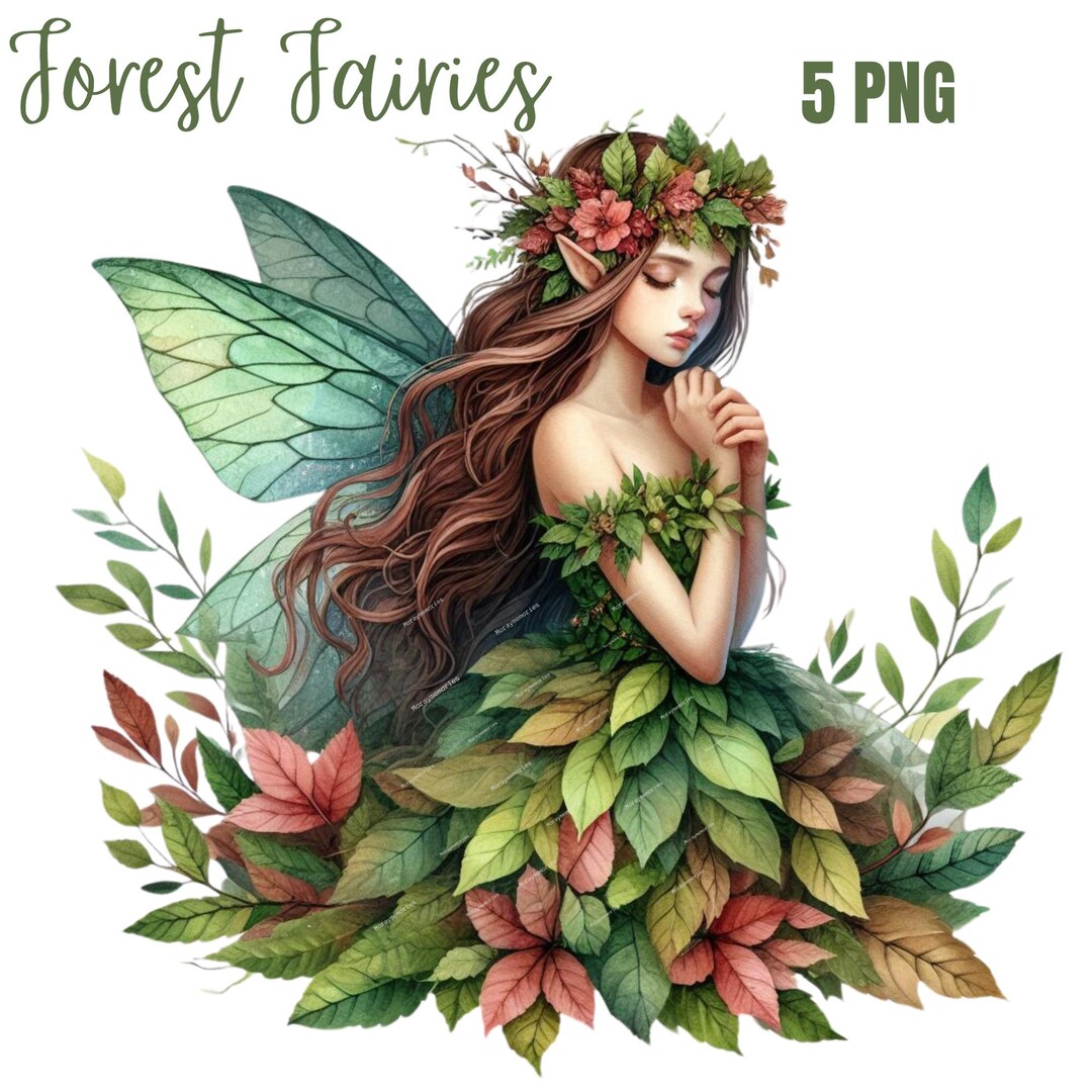 Forest Fairy Clipart PNG Bundle, Spring Forest Fairy Clipart ...