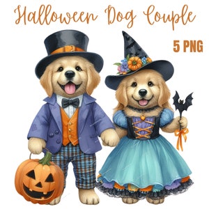 Halloween Dog Couple PNG, Halloween Sublimation Digital Design Download, cute halloween png, spooky season png, Halloween png, fall png