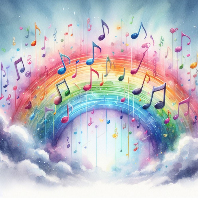 Musical Notes PNG – Colorful Music Notes Clipart Bundle, Watercolor ...