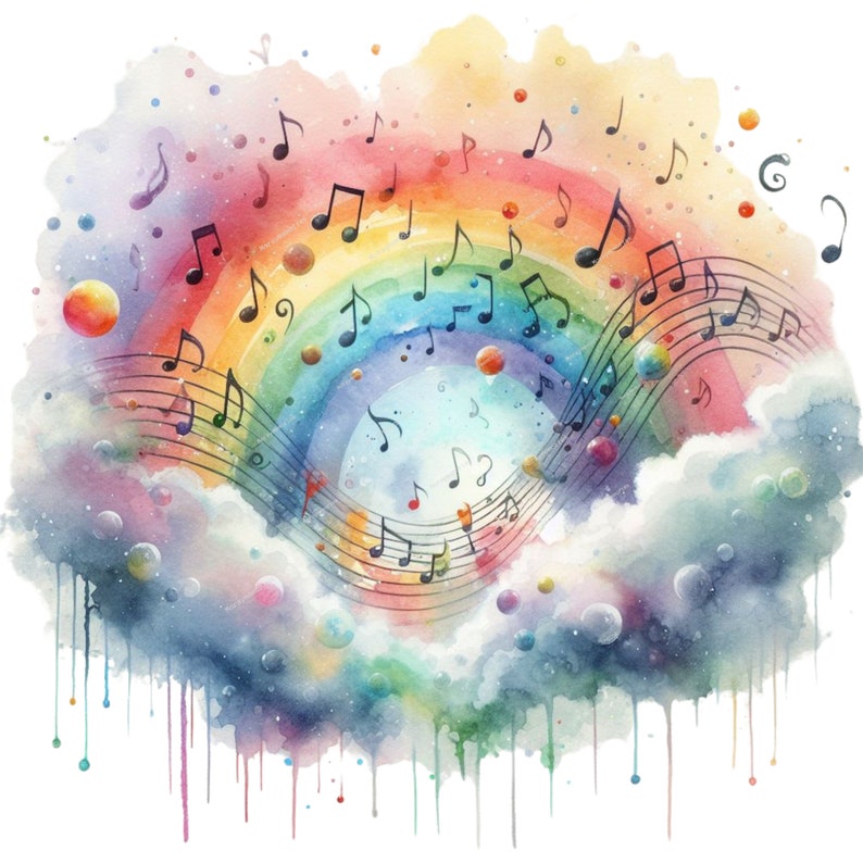 Musical Notes PNG – Colorful Music Notes Clipart Bundle, Watercolor ...