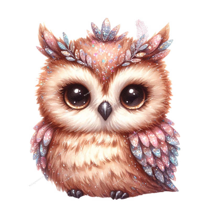 Sparkling Owl Clipart Bundle | 5 PNG & 5 SVG Files | Colorful Owl Graphics | Cute Bird Illustration | Sublimation Design, Printable Crafts image 2