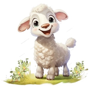 Vergnügte Schafe Clipart Bundle, süßes Schaf PNG, verrückte & lustige Tiere Grafiken, Aquarell, Papierhandwerk, digitaler Download, kommerzielle Nutzung