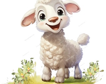 Hilarische schapen clipartbundel – schattige schapen png, grappige en gekke dierenafbeeldingen, aquarel, digitale download voor papierkunst