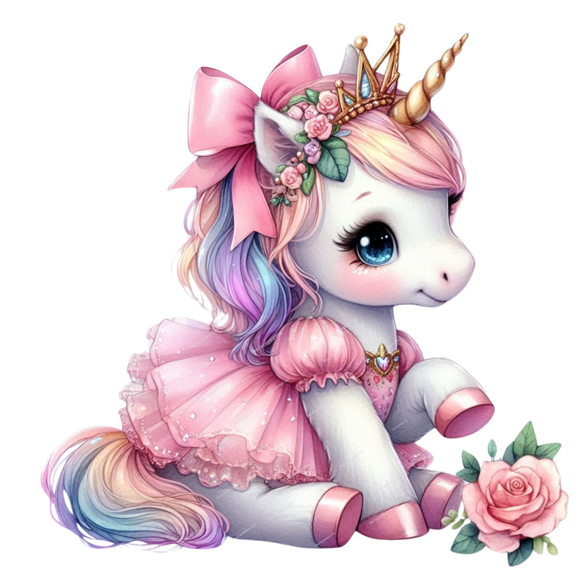 Princess Unicorn Clipart | Rainbow Unicorn PNG | Watercolor Cute ...