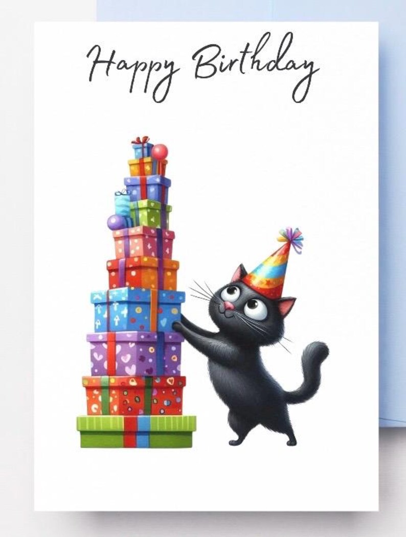 Funny Cat Birthday Card Printable – Instant Download Digital Greeting ...