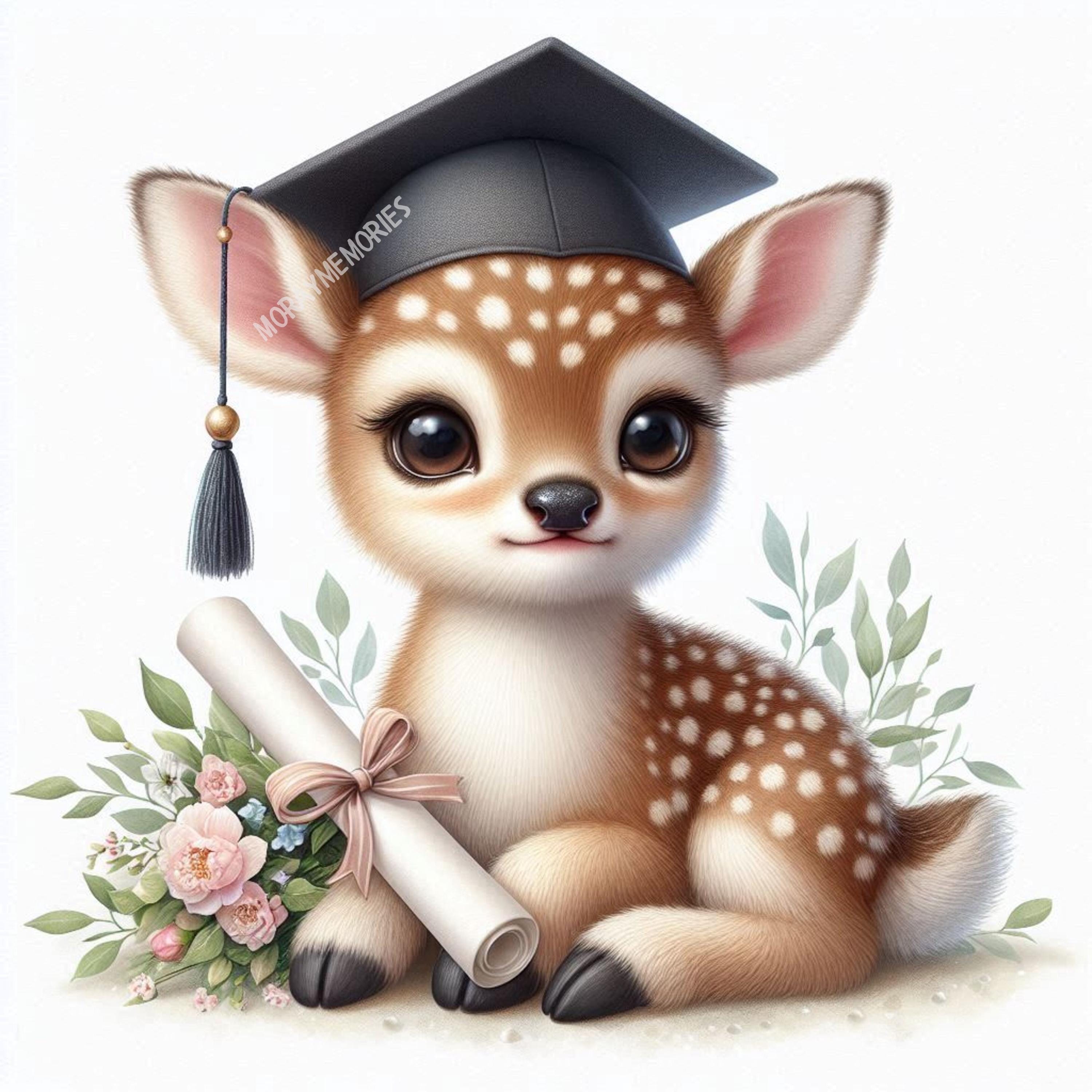Graduation Animals Clipart Bundle PNG JPG, 10 Watercolor Graduation ...