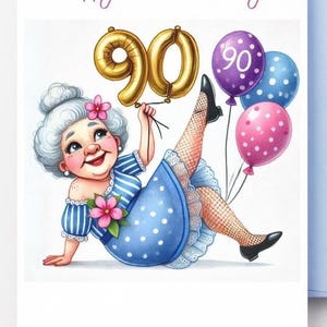 Happy 90th Birthday Card, DIGITAL Download,  Printable Card, Grandma 90th Birthday Card, Nana 90th Birthday Card, Nan 90th, 90th Milestone