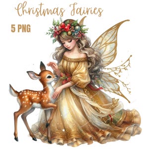 Clipart de fées de Noël, PNG de haute qualité, livre de souvenirs, journaux indésirables, scrapbooking, agendas numériques, usage commercial, sublimation