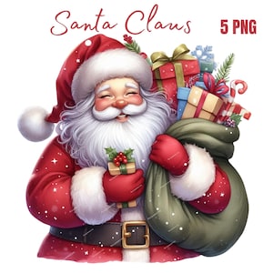 Clipart kerstman, hoge kwaliteit png-bestanden, geheugenboek, ongewenste tijdschriften, plakboeken, digitale planners, commercieel gebruik, sublimatie