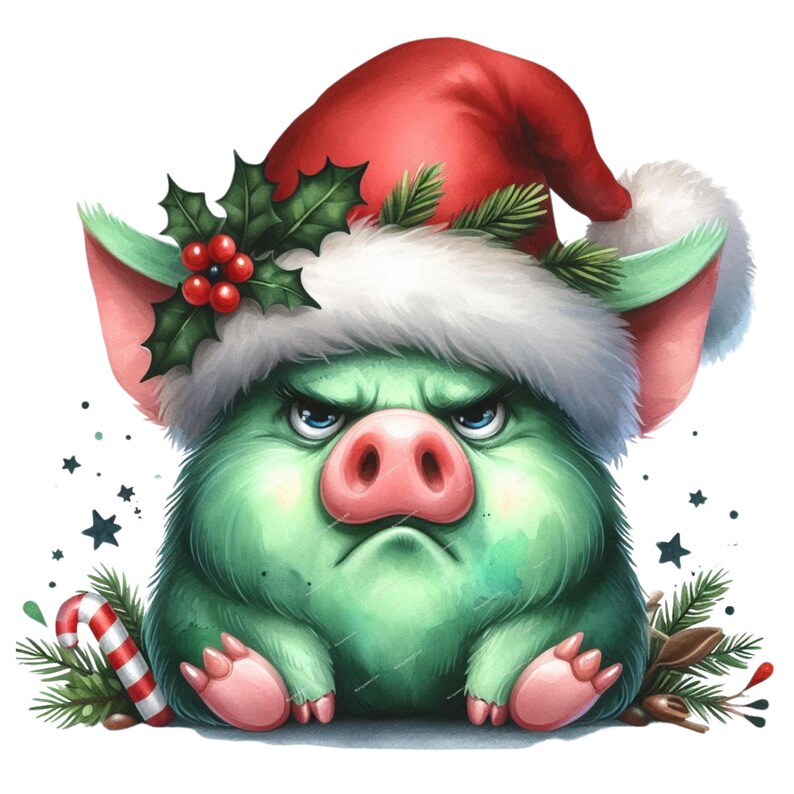 Grumpy Christmas Animals Clipart, High Quality Pngs, Memory Book, Junk ...