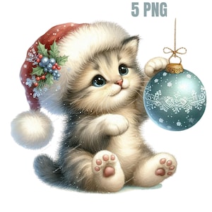 Weihnachtskatze Clipart, Kätzchen png, hochwertige PNGs, Memory Book, Junk Journals, Scrapbooks, digitale Planer, kommerzielle Nutzung, Sublimation