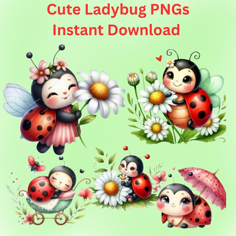 Ladybug Flower Wallpaper - Etsy UK