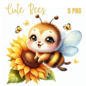 PNG Sweet Bees Clipart Bundle, Cute Bees Clipart bundle, Cute Bees png, Bees Clipart Bundle, Honey bee clipart bundle, Honey bee clipart