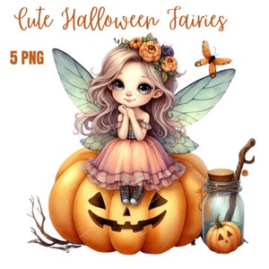 Halloween Fairies PNG, Halloween Sublimation Digital Design Download, cute halloween png, spooky season png, Halloween png, fall png