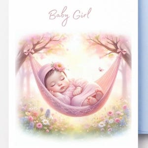 New Baby Girl Card, DIGITAL Download,Printable Baby Card, Instant Download, Congratulations Card for Parents, Pink Baby Shower, It’s a Girl