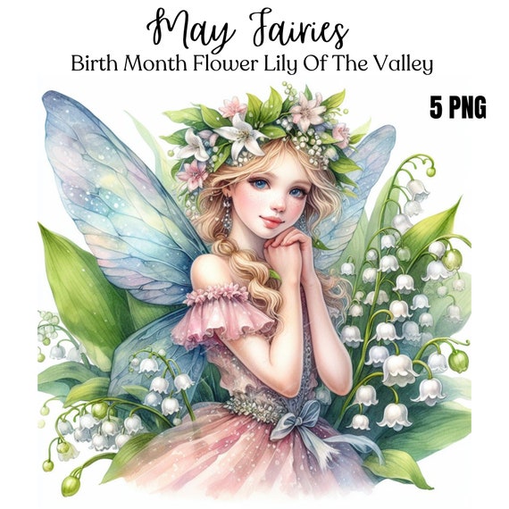 5月の妖精クリップアートバンドル、妖精png、妖精イラストpng、誕生月