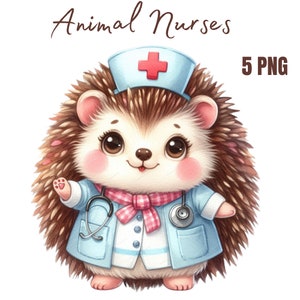 Imágenes prediseñadas de animales de enfermería, imágenes prediseñadas de animales bebés de enfermería PNG, dibujos animados de medicina para niños, imágenes prediseñadas de animales para uso comercial, sublimación