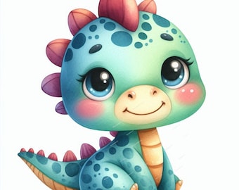 12 Cartoon Dinosaurier, Clip Art, Baby Dinosaurier, druckbare Aquarell Clipart, hochwertige JPG, digitaler Download, Papiermodell, Junk Journal