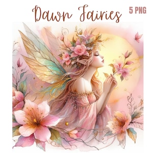 Dawn Fee Clipart Paket, Fee png, Fee Illustration png, Mixed Media, Digitales Papier Handwerk, Sublimation, Kommerzielle Nutzung