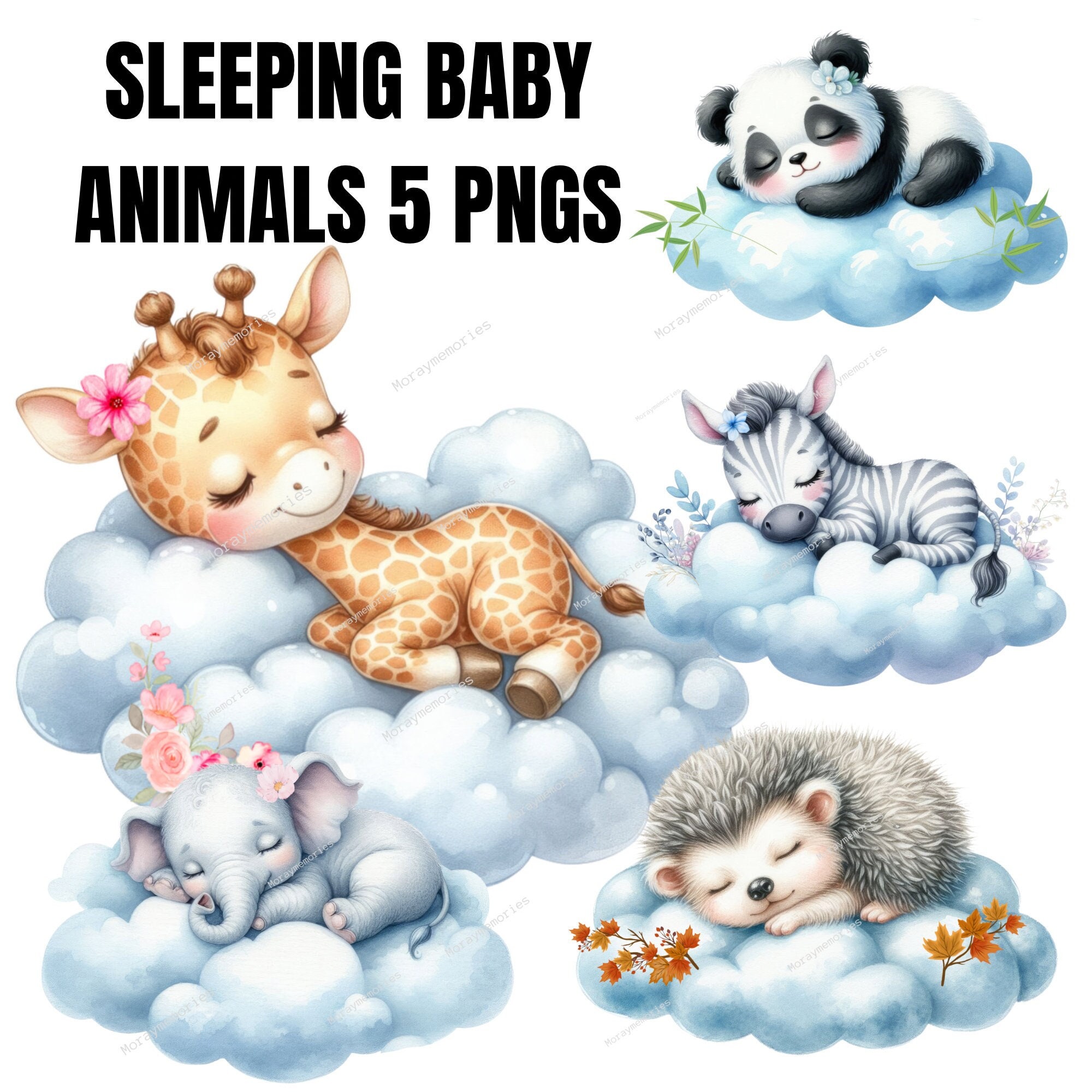 Gender Neutral Baby Shower Clipartsleeping Baby Animals - Etsy