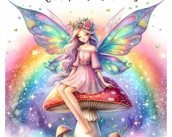 Rainbow Fairy Clipart bundle, Fairy png, Fairy Illustration png,Mixed Media,Digital Paper Craft,Sublimation,Commercial Use