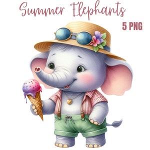Summer Baby Elephants, PNG, elephant clipart, Baby Elephant Sublimation Clipart, elephant, baby elephant, elephant png, elephant birthday