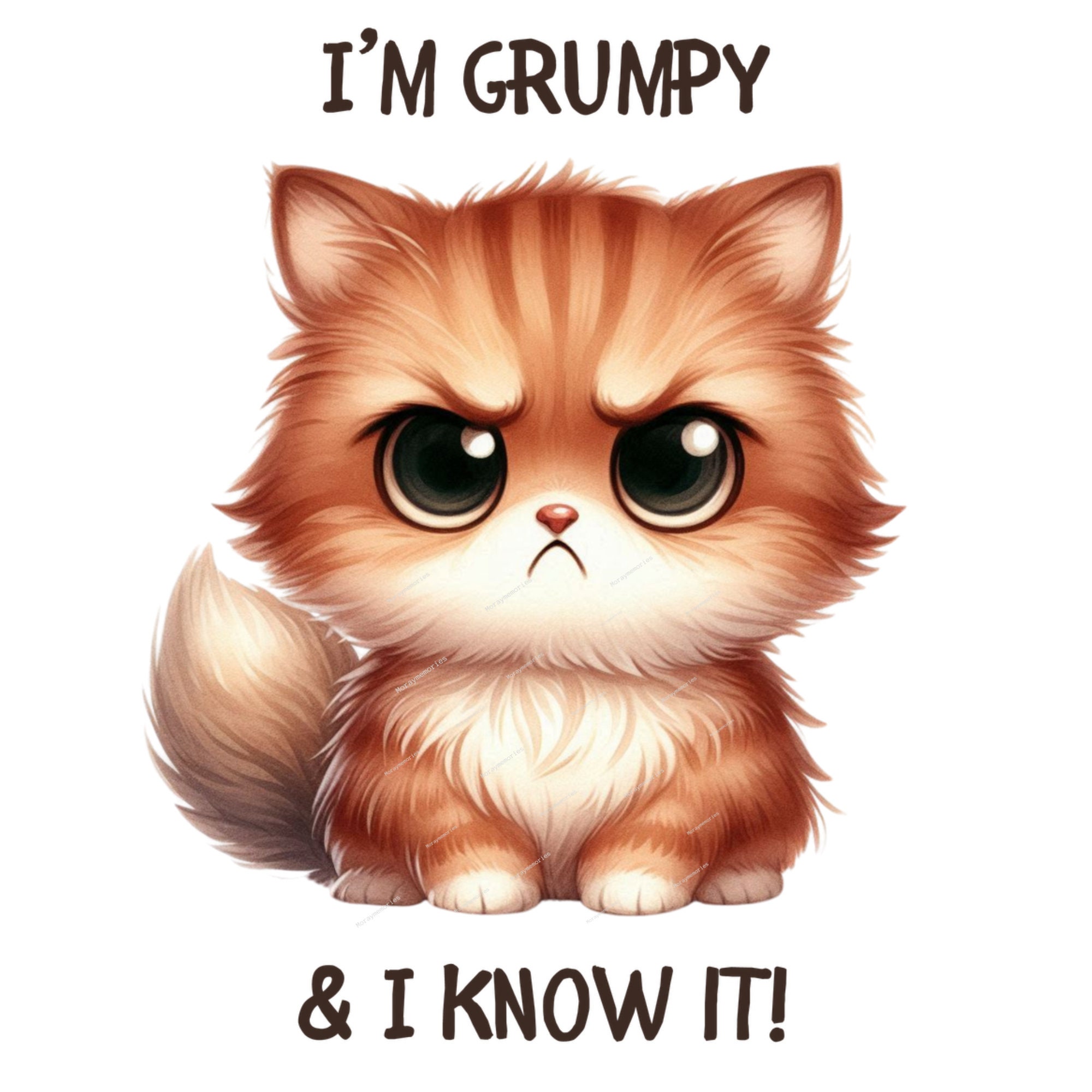 Watercolor Grumpy Cat Clipart, PNG Grumpy Animal Clipart, Cat PNG ...