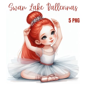 Clipart di ballerina ad acquerello, piccola ballerina, clipart del lago dei cigni, ballerina rosa in formato PNG, clipart di balletto rosa antico, licenza commerciale