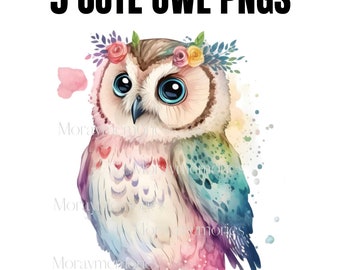 Owl, bird, Cute Owl Watercolor Clipart Bundle, owl, owl clipart, owl png, owl clip art, cute owl, owl decor