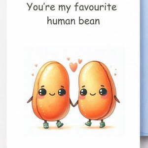 Cartão de aniversário de feijão humano favorito, download digital, cartão de feliz aniversário para impressão, cartão de aniversário com trocadilho com comida, download instantâneo, cartão em PDF