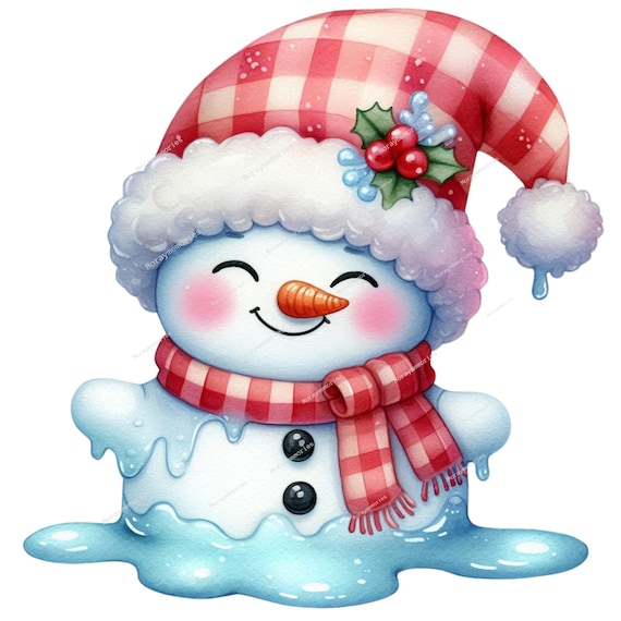 Funny Melting Snowman Clipart, High Quality PNGs, Cute Snowman png,Digital Planner,Watercolor, Card Making,Journaling,Digital Download