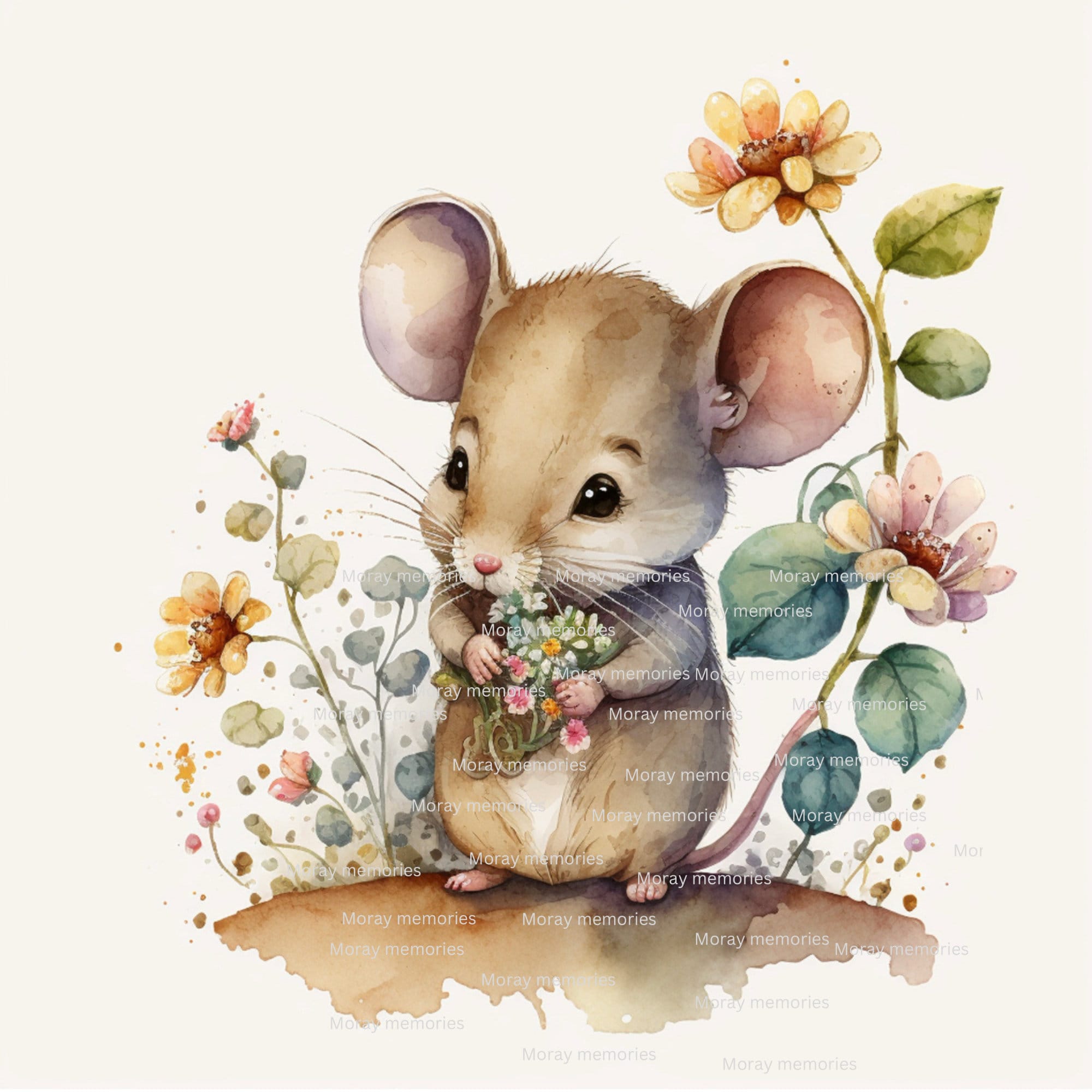 Cute Mouse With Flowers Mouse Clipart Mouse Cute Mice - Etsy
