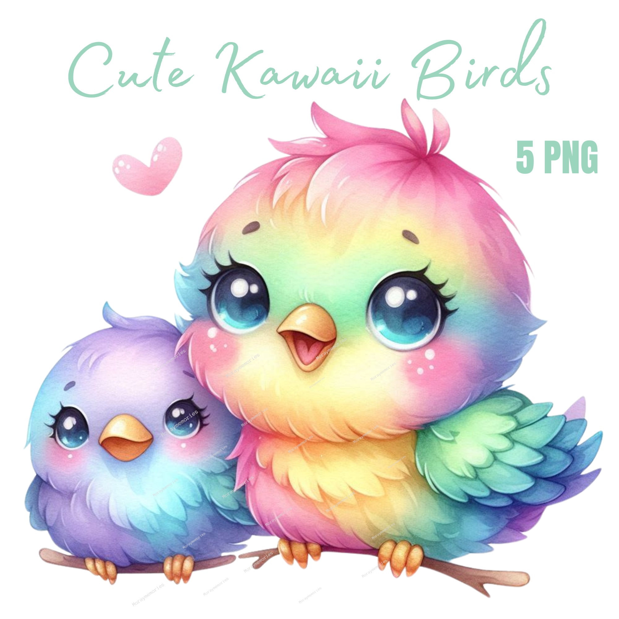 Cute Kawaii Birds Clipart,cute Fluffy Coffee Birds, Digital  Clipart,watercolor Clipart, High Quality PNG, Printable Clipart,digital  Download - Etsy Israel, image size:2000x2000