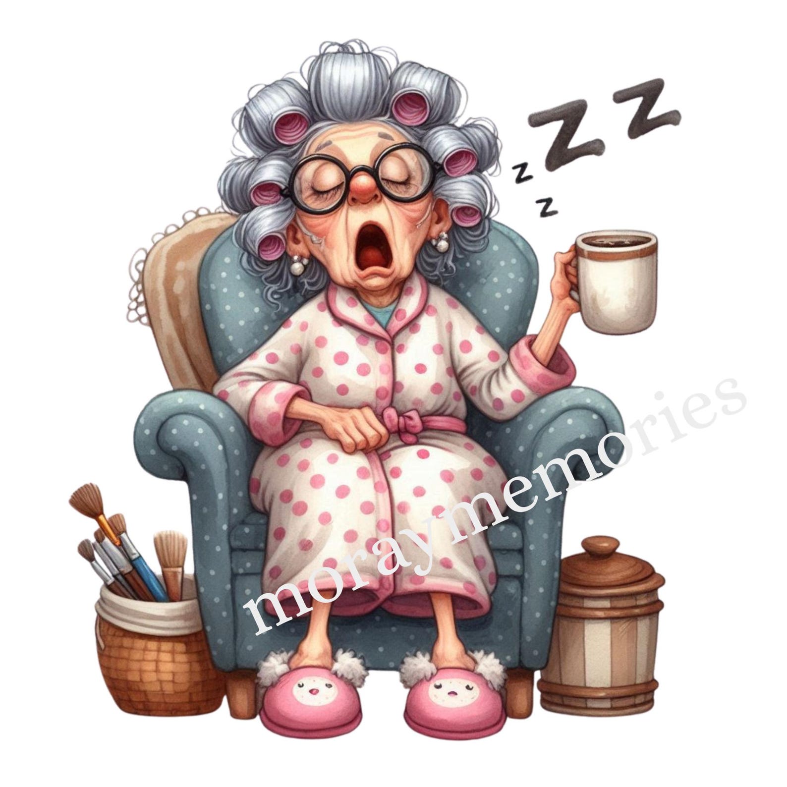 Funny Coffee Granny Clipart Bundle (5 PNG) Sarcastic Old Lady PNG ...