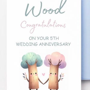 Tarjeta de aniversario, descarga digital, tarjeta de aniversario imprimible, descarga instantánea, 5.º aniversario, tarjeta de aniversario para el esposo, aniversario de madera