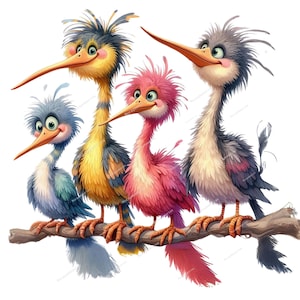 11 divertidos y caprichosos pájaros (impresión en formato JPG), imágenes prediseñadas de pájaros adorables para imprimir, imágenes en formato JPG de alta calidad, descarga digital, imágenes prediseñadas de acuarela, licencia comercial