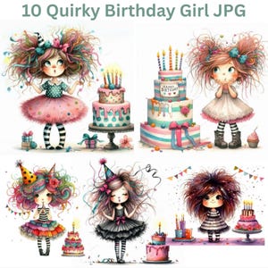 10 schrullig Geburtstagskind Clipart, niedliches Aquarell Geburtstagskind, hochwertiger JPG digitaler Download für Kartengestaltung, Journaling, Scrapbooking