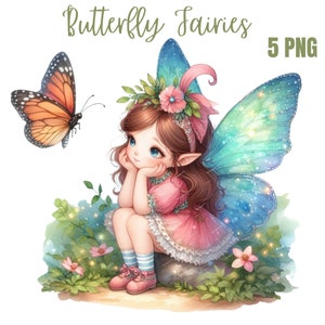 Schmetterling Fee PNG Bundle, Fee PNG, Fee Illustration PNG, Mixed Media, Digital Paper Craft, Sublimation, kommerzielle Nutzung