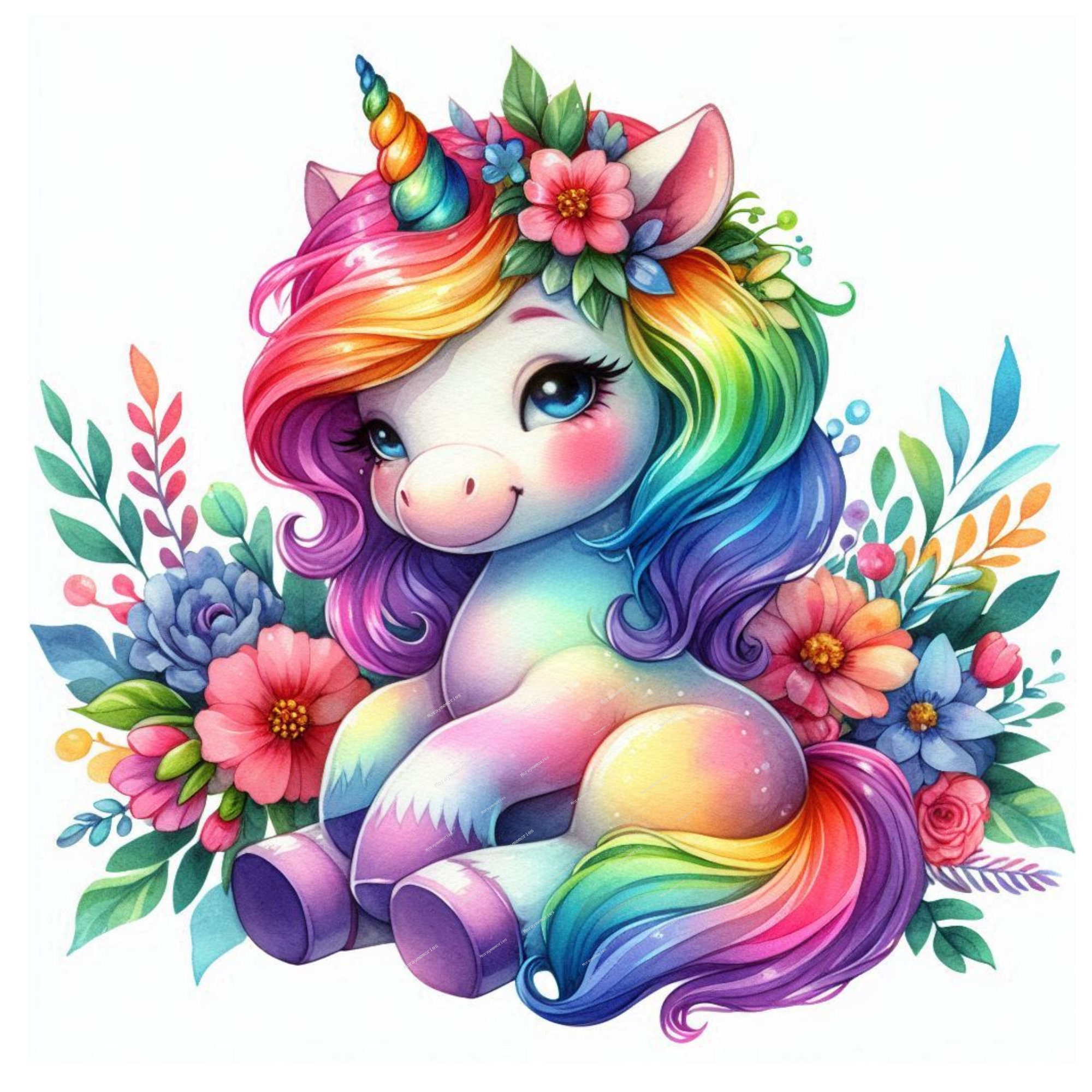 PNG, Baby Unicorn Watercolor Clipart, Unicorn Сlip Art, Cute Unicorn ...