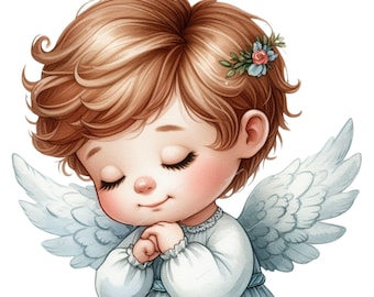 Cute Angels Clipart, High Quality PNGs, Adorable Angel PNG, Heavenly Digital Planner, Watercolor, Card Making, Journaling, Digital Download