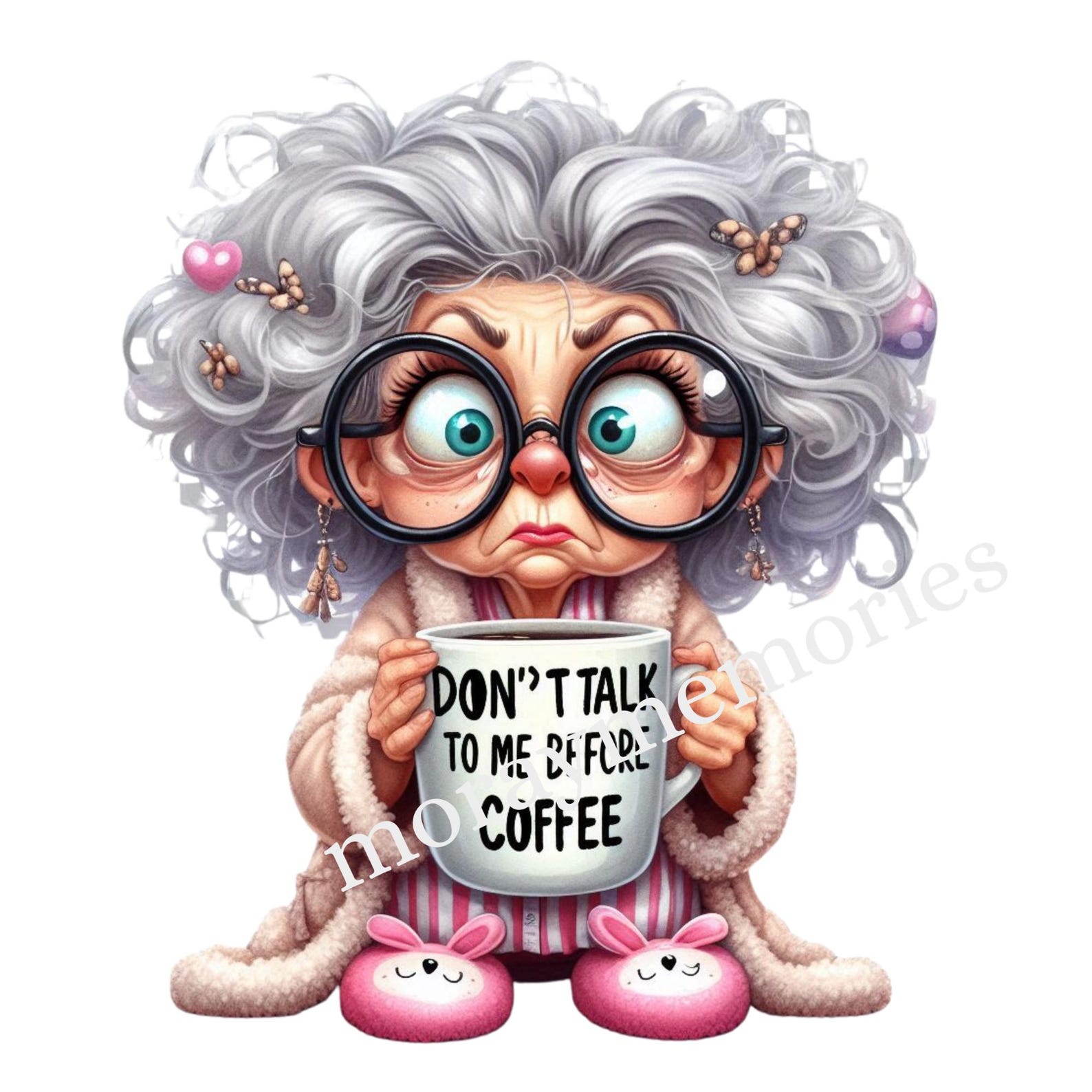 Funny Coffee Granny Clipart Bundle (5 PNG) Sarcastic Old Lady PNG ...