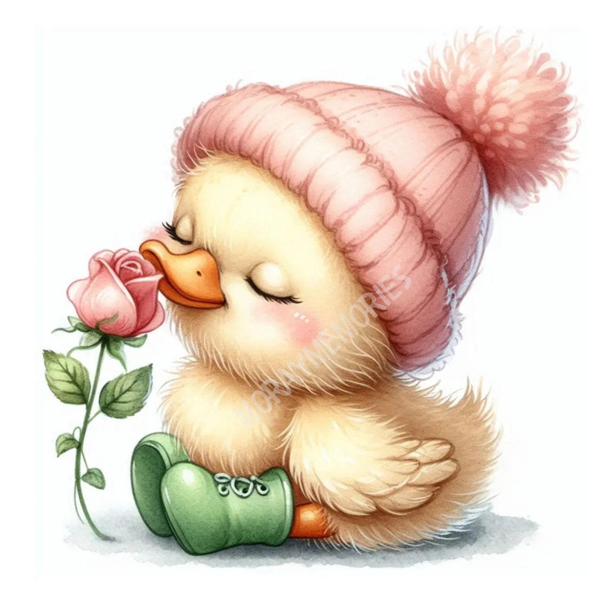 Baby Duck Clipart JPG Bundle, Watercolor Duck Clipart, Cute Farm ...