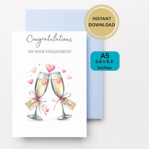 Druckbare Verlobungskarte | Digitaler Download | Druckbare Glückwunschkarte zur Verlobung für Sohn, Tochter, Enkel, Enkelin | PDF