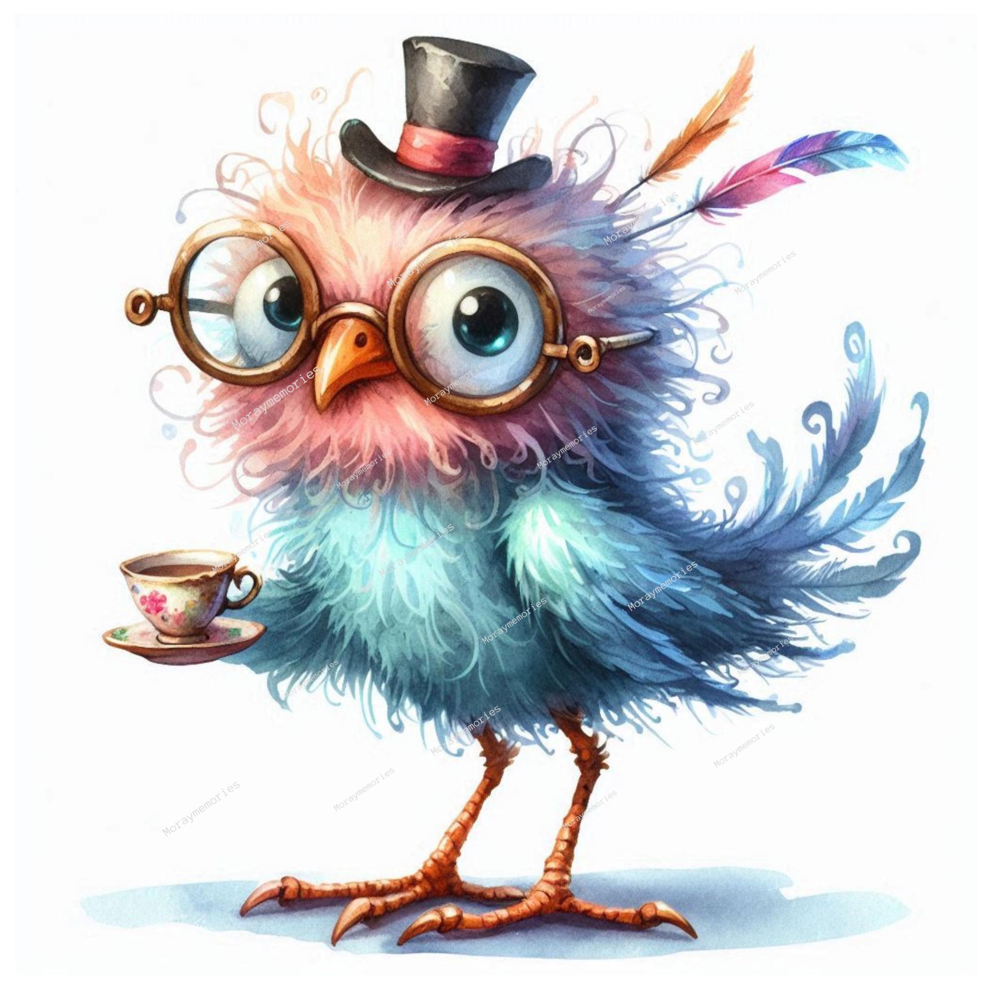 10 Funny Whimsical Birds JPG Clipart, Cute Bird Clipart to Print, High ...