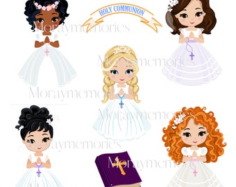 First Communion Clipart Girls, 1st communion, vector communion, holy communion, holy communion gift, 1st communion gifts