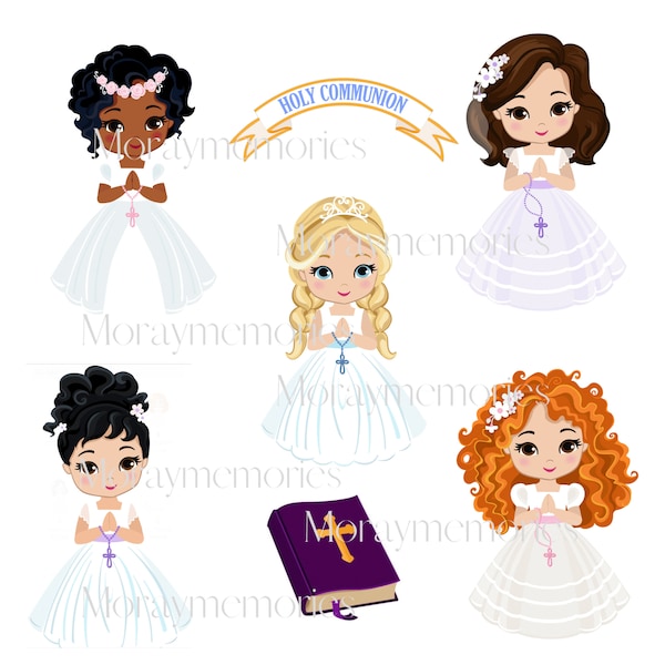 First Communion Clipart Girls, 1st communion, vector communion, holy communion, holy communion gift, 1st communion gifts